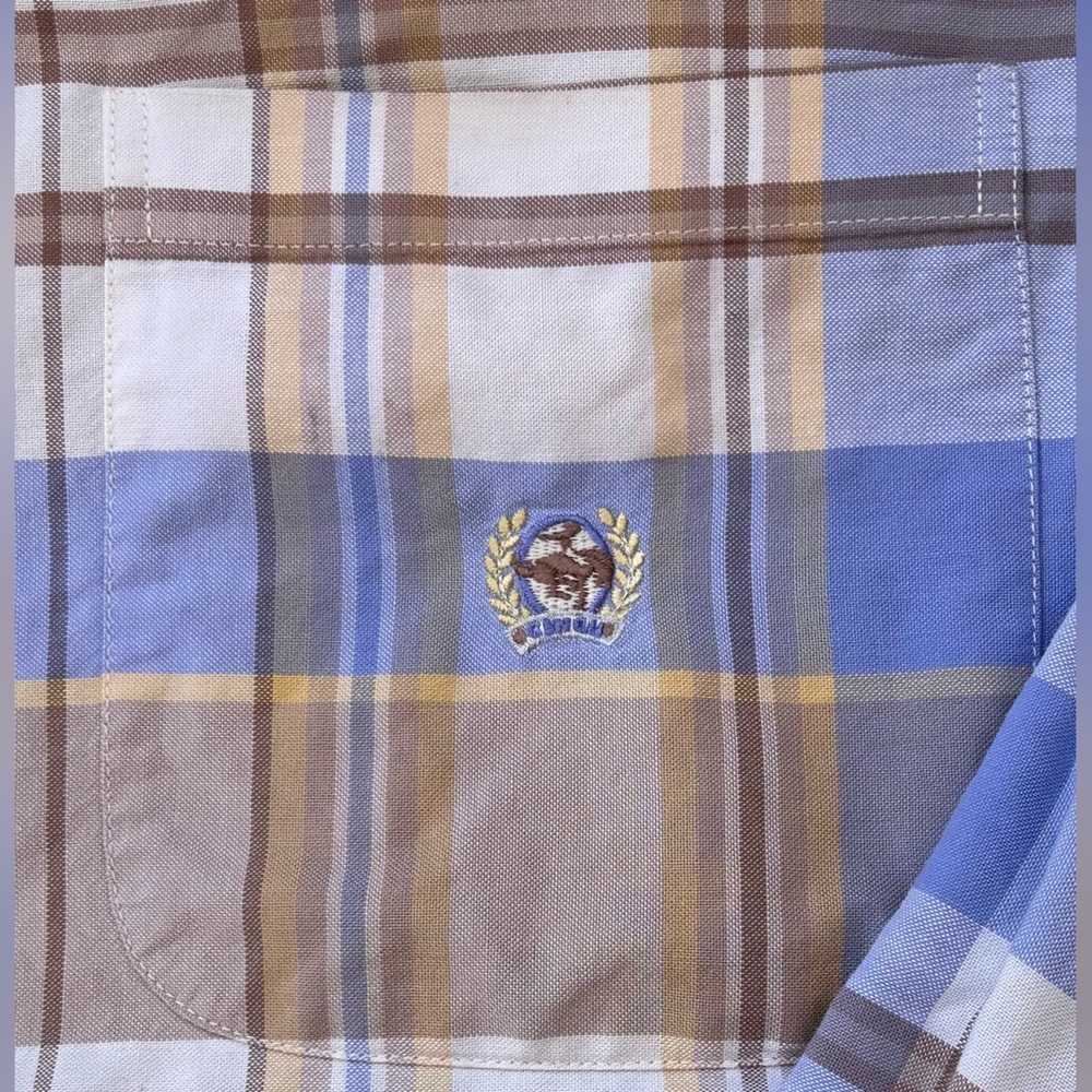 Cinch Men’s Button Down Shirt Brown/Blue Plaid Long Sleeve Size Large - Picture 2 of 9